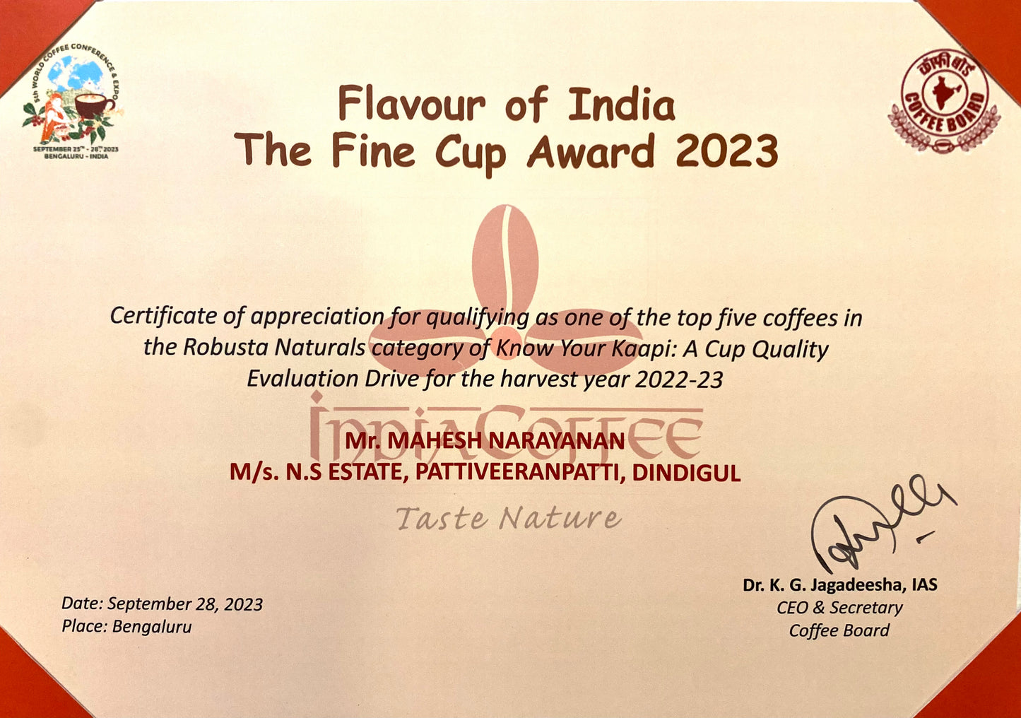 Couverture Canephora - Filter Roast - Roasted on 15/09